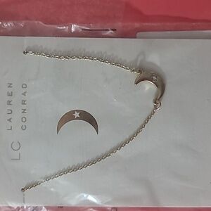 LC Lauren Conrad Moon Star Necklace Gold Tone Womens Girls